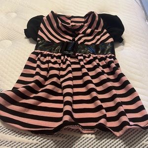 Pink black striped dress
